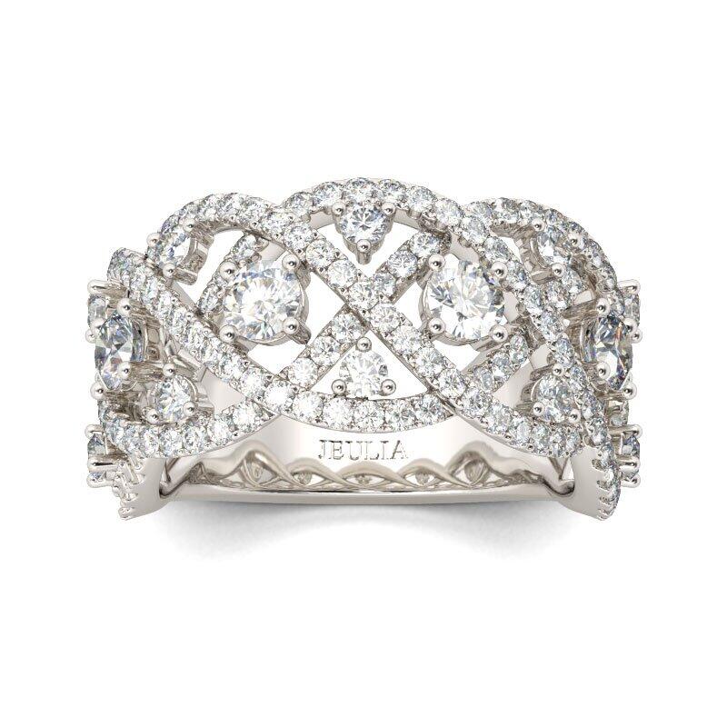 Jeulia Intertwined Round Cut Sterling Silver Women's Band