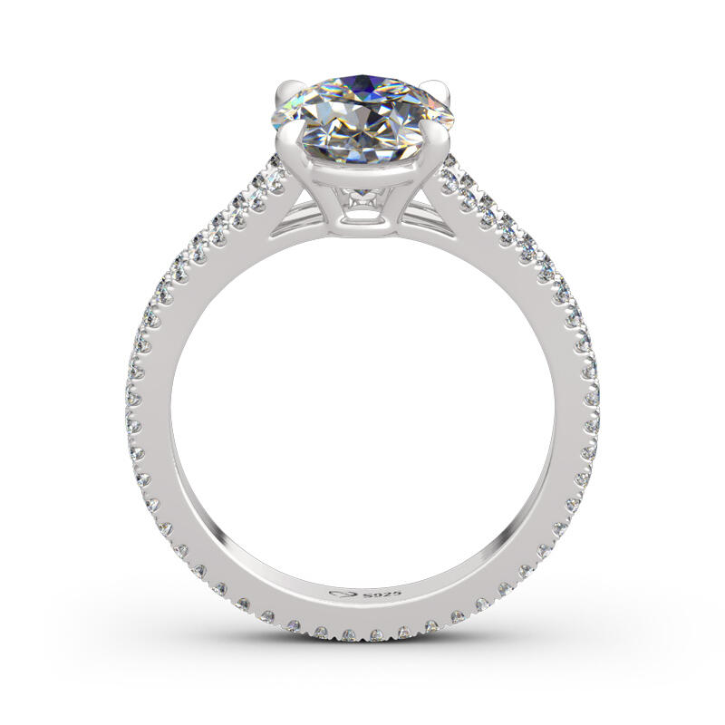 Jeulia Split Shank Oval Cut Sterling Silver Eternity Ring