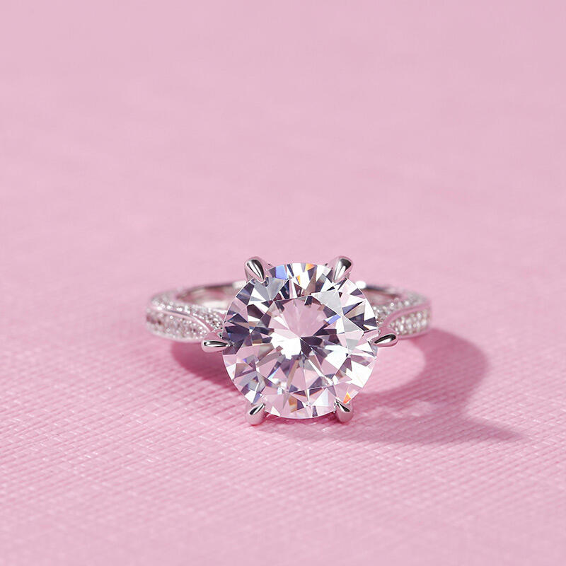 Jeulia Anillo Clásico De Plata Esterlina Con Corte Redondo