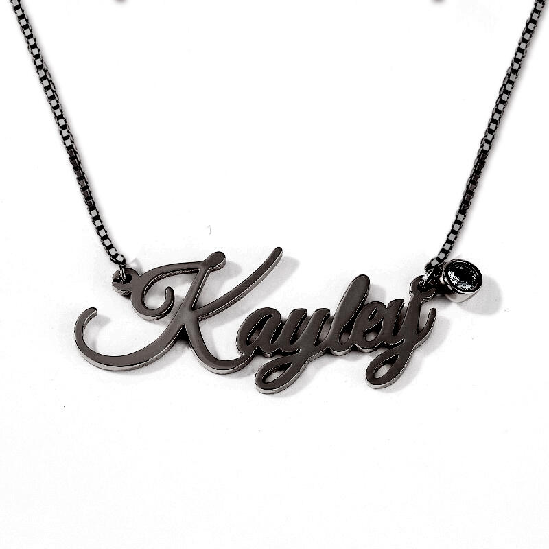 シンプル ネーム 誕生石 ネックレス