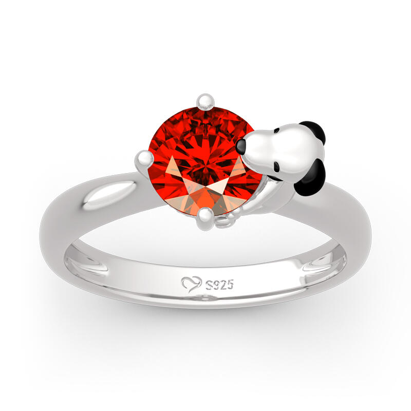 Jeulia Hug Me "Live in The Present" Puppy Round Cut Sterling Silver Ring