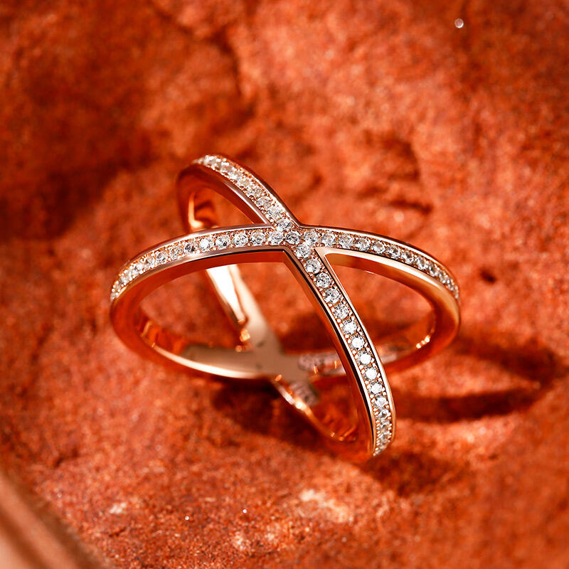 Jeulia X Shape Crossover Sterling Silver Ring