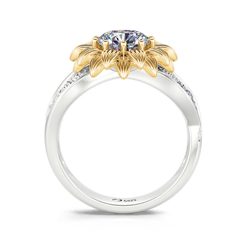 Jeulia Daisy Round Cut Sterling Silver Ring