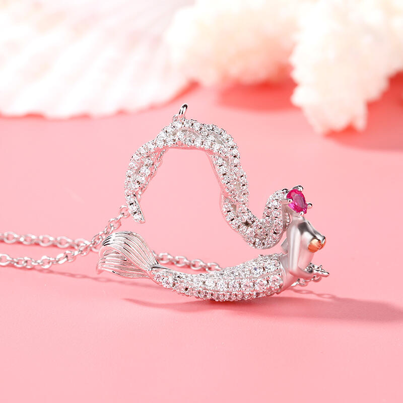 Jeulia "Ocean's Light" Sterling Silver Mermaid Gift Necklace for Valentine's Day
