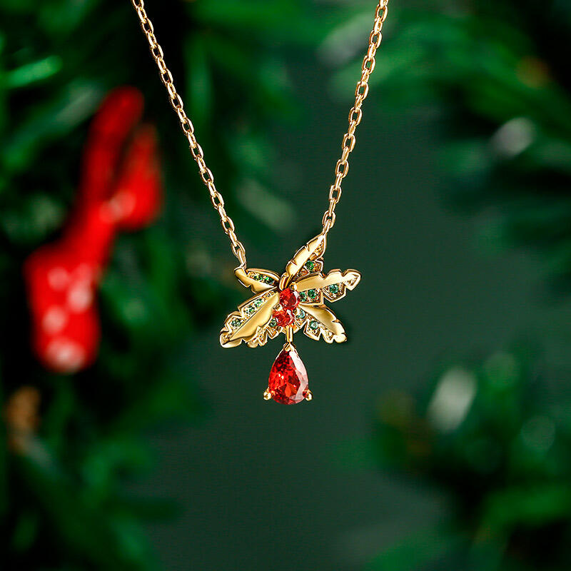 Jeulia "Everlasting Mistletoe" Pear Cut Sterling Silver Necklace