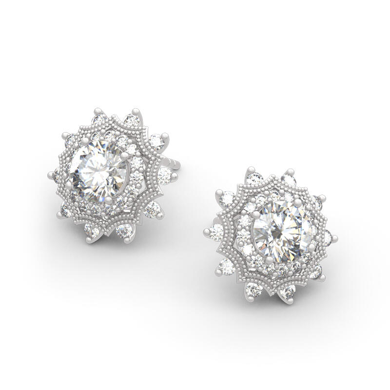 Jeulia "Winter Love" Snowflake Round Cut Sterling Silver Earrings