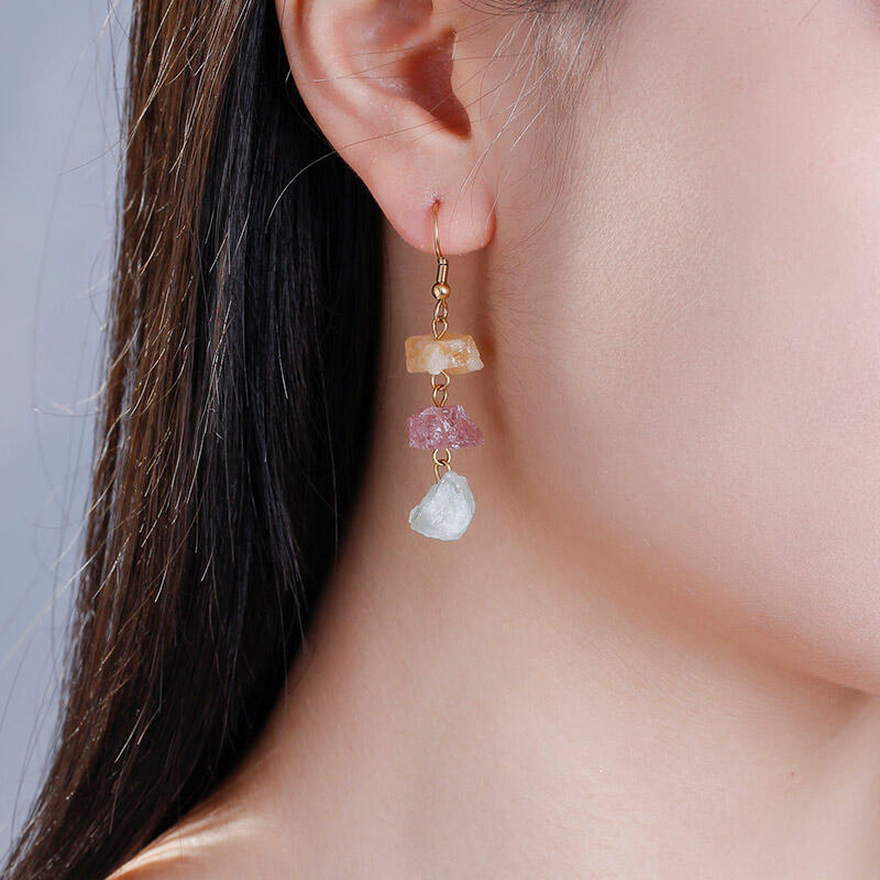 Jeulia "Surrounded by Love" Irregular Raw Crystal Drop Earrings