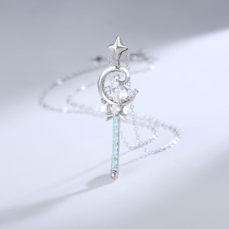 Jeulia "Magic Wand" Personalized Sterling Silver Necklace