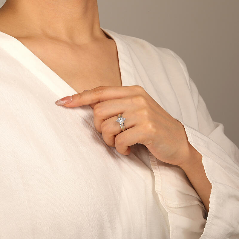 "Stuck With You" Marquise Cut Side Stone Engagement Ring