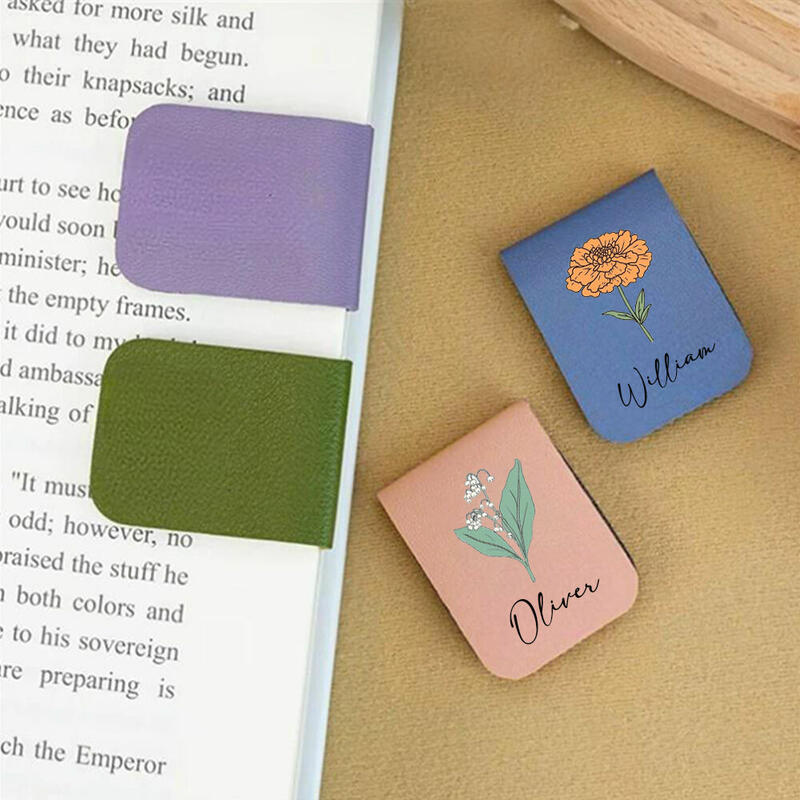 Personalisiertes magnetisches Lesezeichen aus Leder mit Geburtstagsblume ein Geburtstagsgeschenk für Leseliebhaber