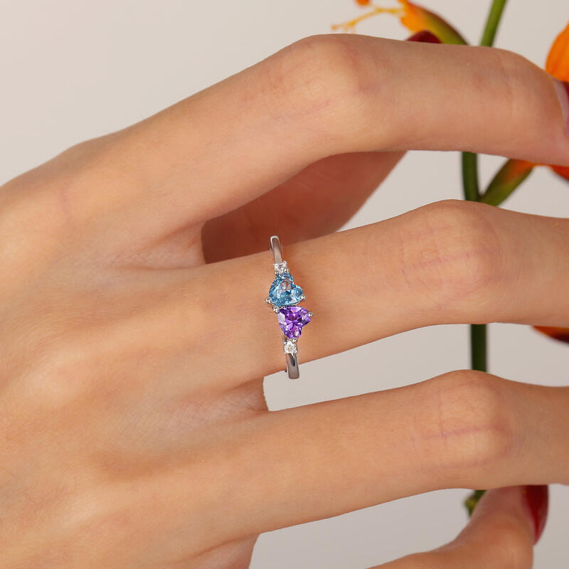 Jeulia Custom Simple Double Heart Engagement Ring