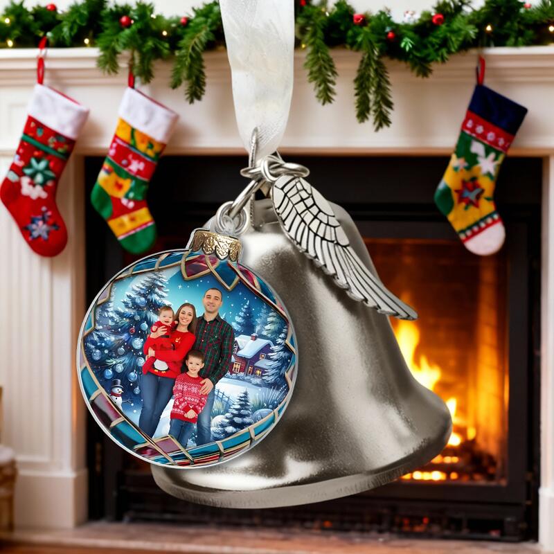 写真入れ 家族 ウイング ベル クリスマスツリー 飾り オーナメント