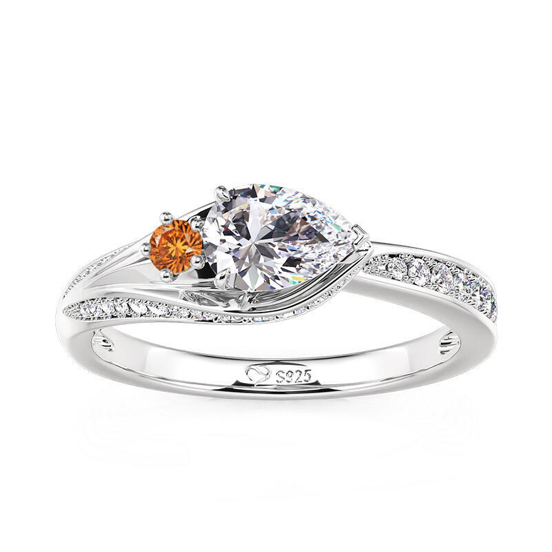 Jeulia Simple Calla Lily Custom Birthstone Ring