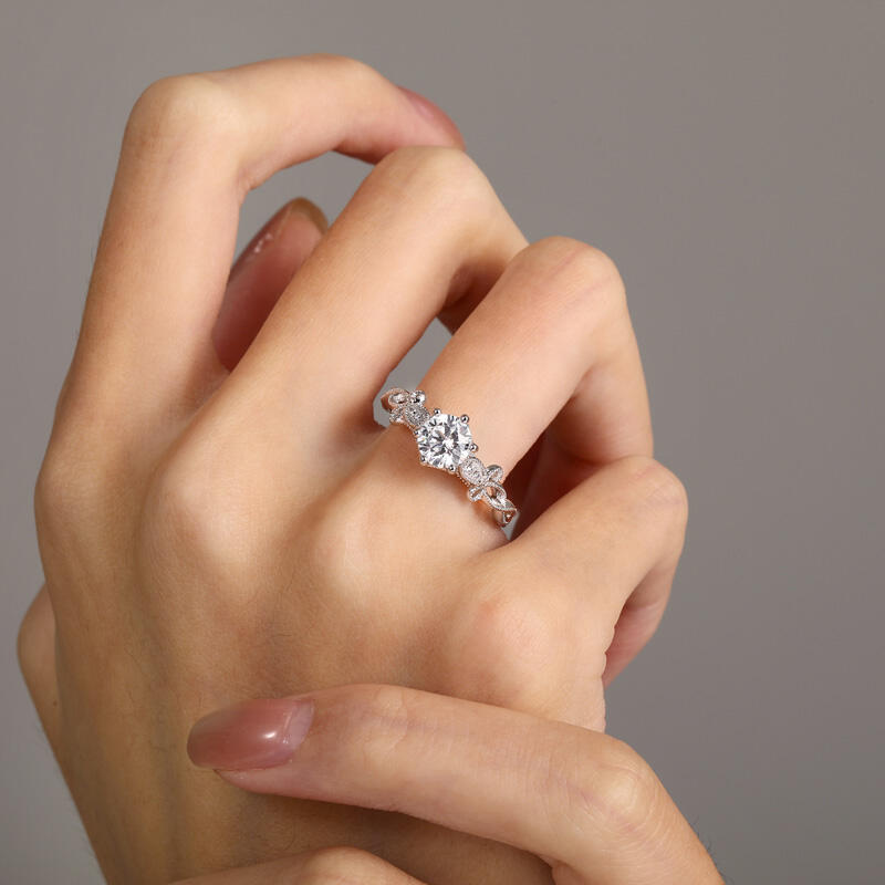 Jeulia Infinity Beaded Round Engagement Ring Sterling Silver