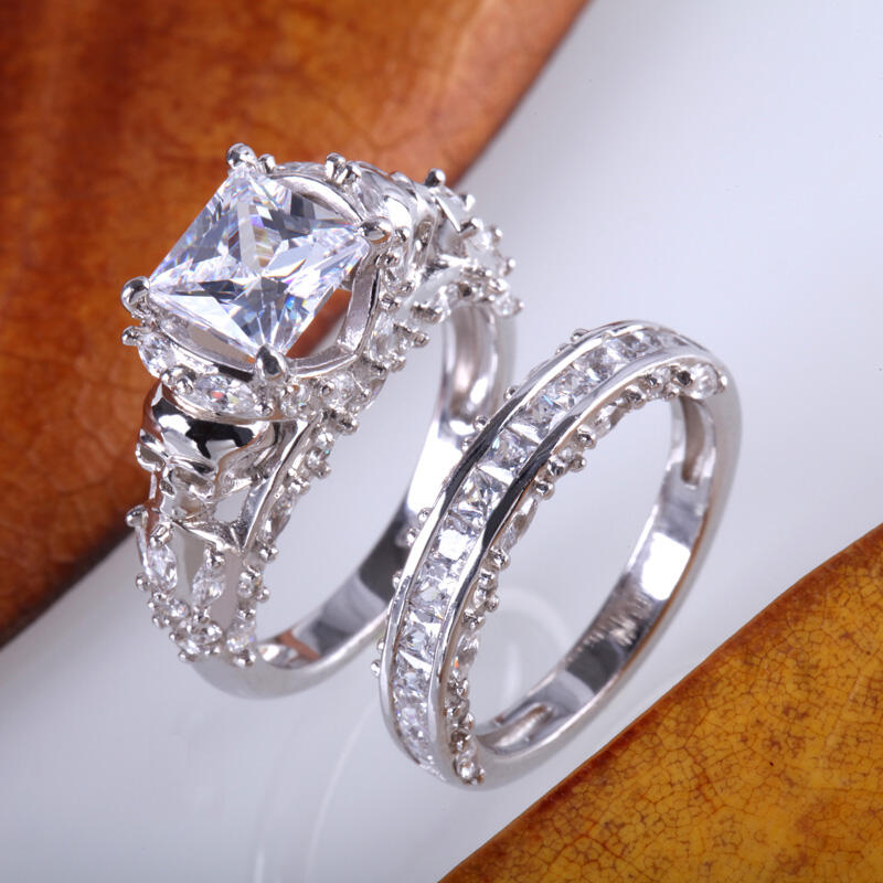 Jeulia プリンセスカット スターリングシルバー ドクロセットリング