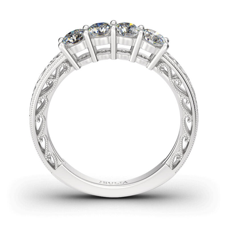 Jeulia Vintage Four-Stone Sterling Silver Ring