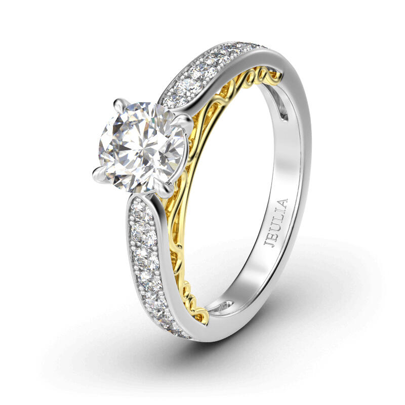 Jeulia Classic Round Cut Sterling Silver Engagement Ring