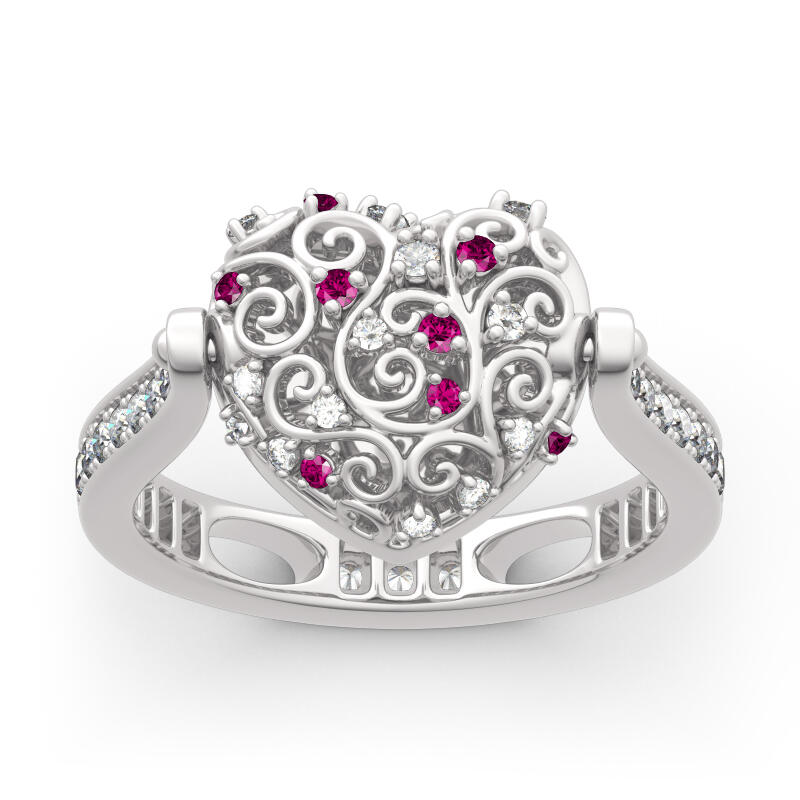 Jeulia "Alma gemela" Anillo de fotos personalizado de plata esterlina (con una cadena gratuito)