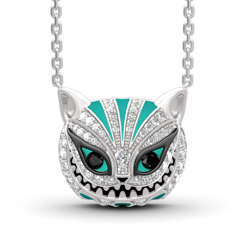 Jeulia "Appear and Disappear at Will" Cat Sterling Silver Enamel Necklace