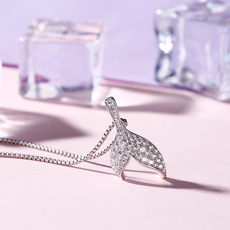 Jeulia "Dancing by the Moonlight" Mermaid Tail Sterling Silver Necklace