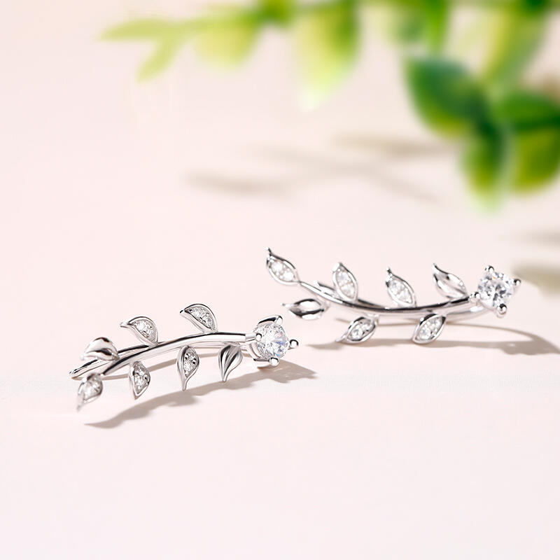 Jeulia Sterling Silver Leaves Earring Climber