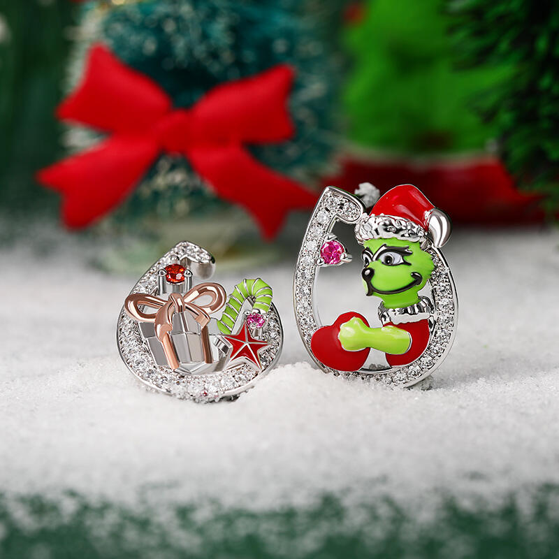 Jeulia "Get Your Gifts" Christmas Monster Inspired Sterling Silver Earrings