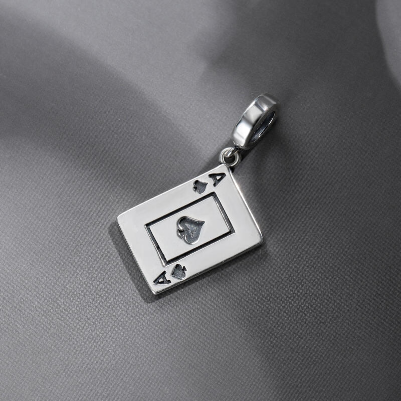 Jeulia "Spades" Poker Cards Sterling Silver Charm
