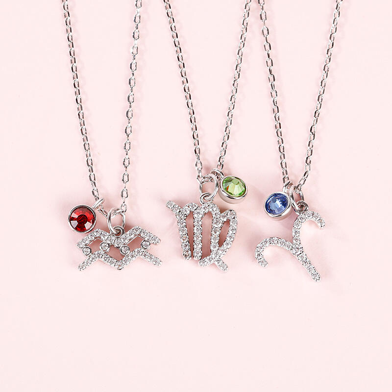 Jeulia Constellation Sterling Silver Personalized Necklace With Birthstone