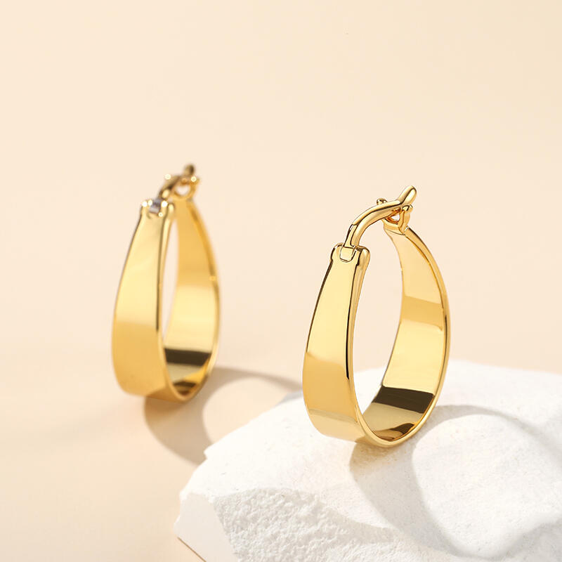 Jeulia Classic Gold Tone Sterling Silver Hoop Earrings