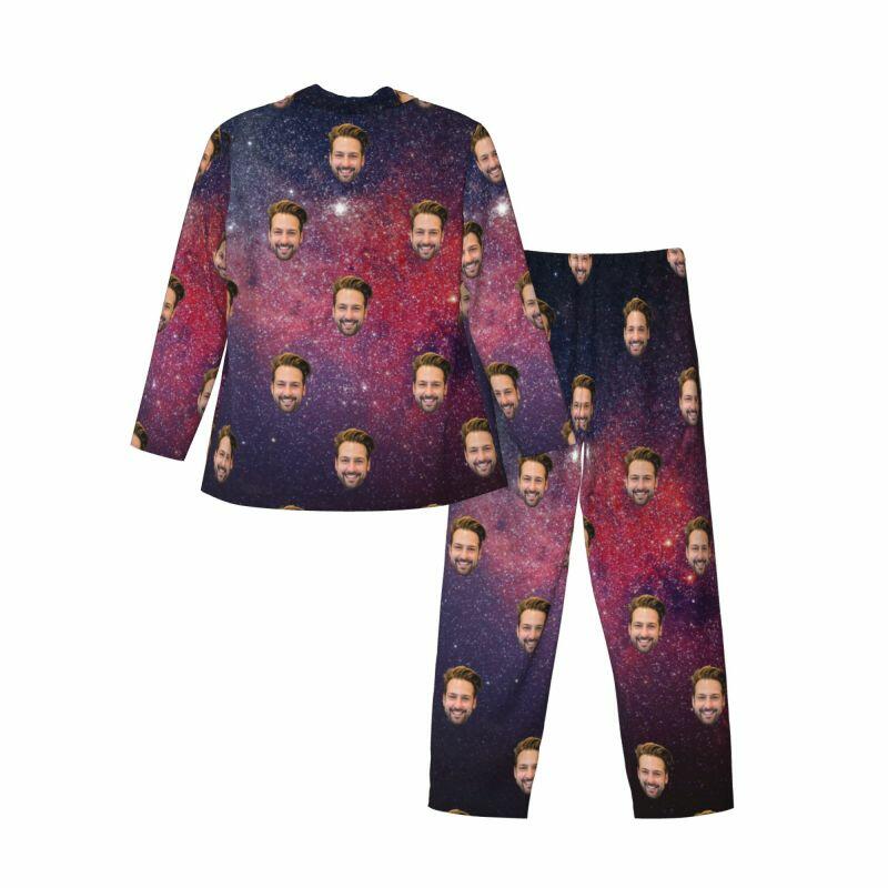 Gepersonaliseerde pyjama met foto op maat Prachtig ontwerp sterrenstelselpatroon Cadeau voor familie