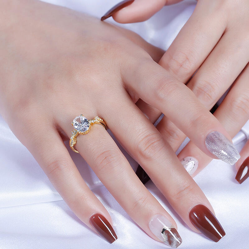 Jeulia Anillo 10K/14K/18K oro de compromiso con corte ovalado argolla torcida