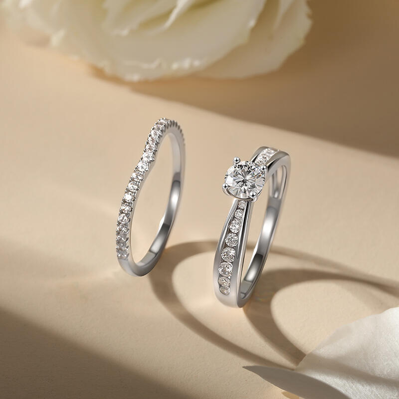 Jeulia Custom Round Cut Engagement Ring Set 2PCS