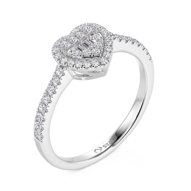 Jeulia Cluster Halo Heart Promise Ring Sterling Silver