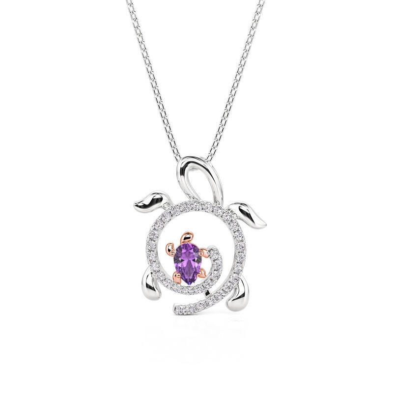 Jeulia Two Tone Parent Turtle Necklace with Birthstone