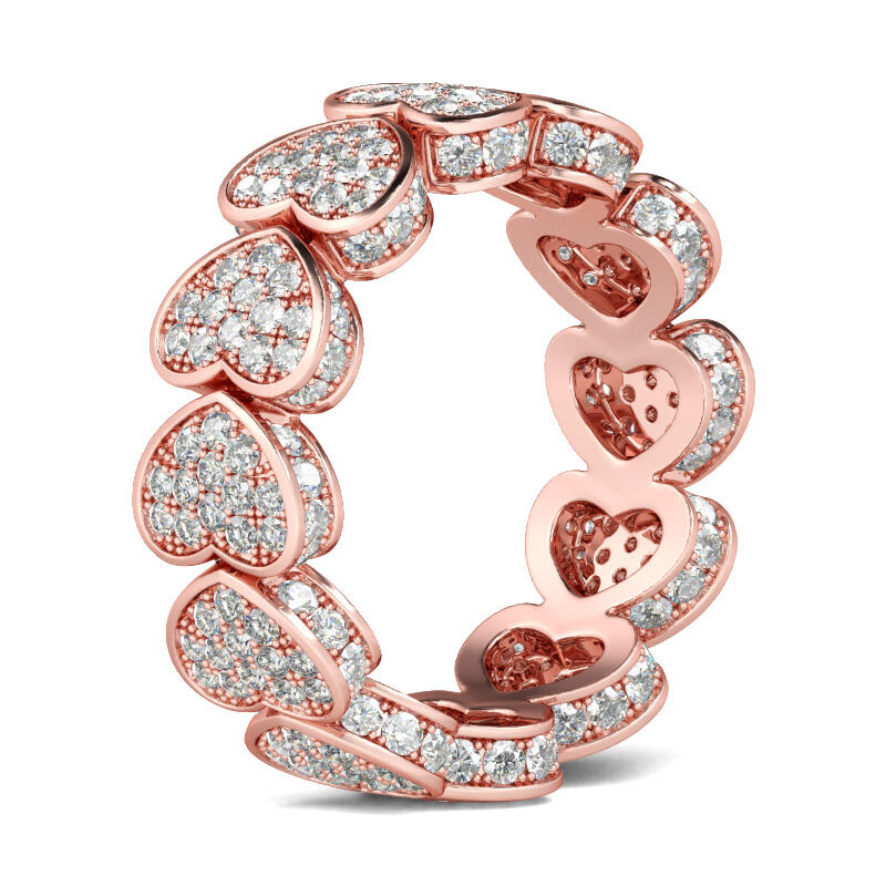 Jeulia Rose Gold Tone Heart Sterling Silver Women's Band