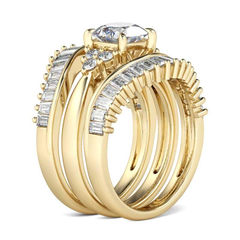 Jeulia Terno De Anillos Con Tono Oro De Talla Cojín En Plata De Ley