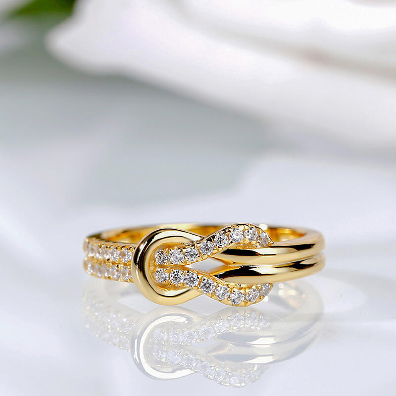 Jeulia Knot Design Sterling Silver Ring