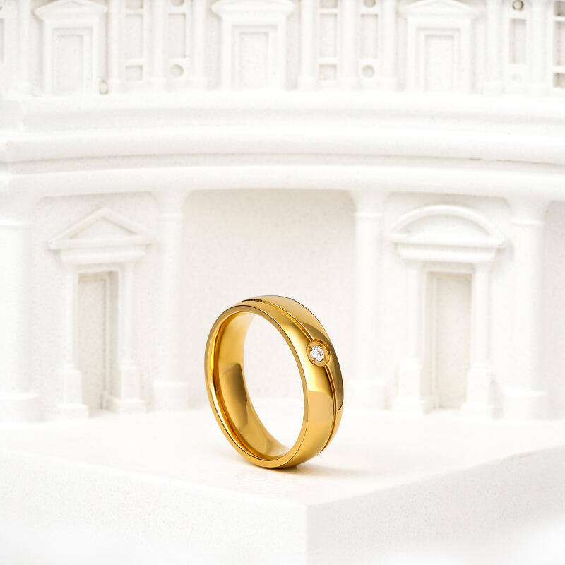 Jeulia Simple Solitaire Titanium Steel Men's Band