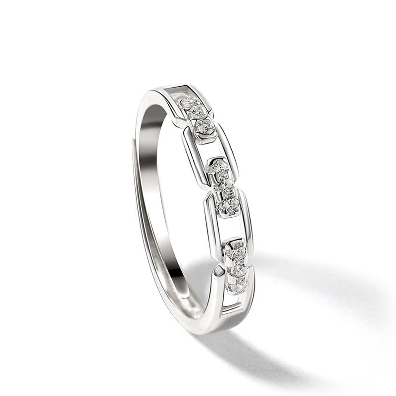 Jeulia "Love You All My Life" Chain Link Adjustable Sterling Silver Women's Band