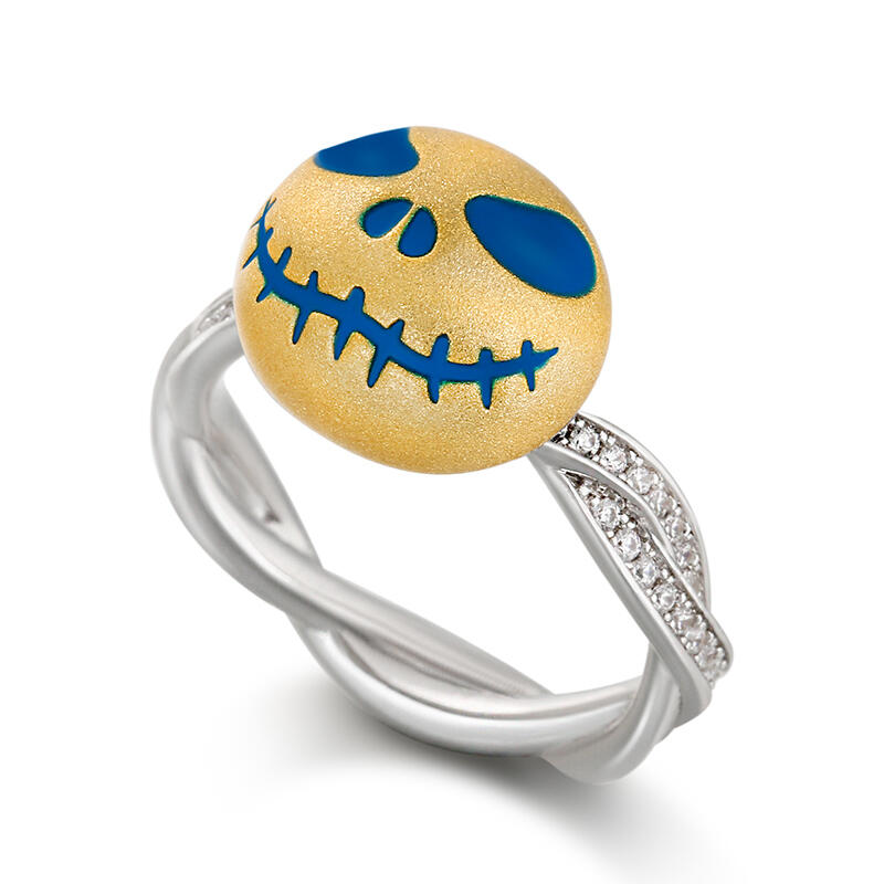 Jeulia "King of Night" Skull Design Luminous Sterling Silver Rotating Ring