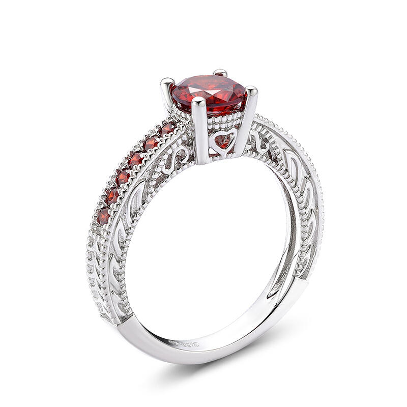 Jeulia Classic Round Cut Sterling Silver Ring