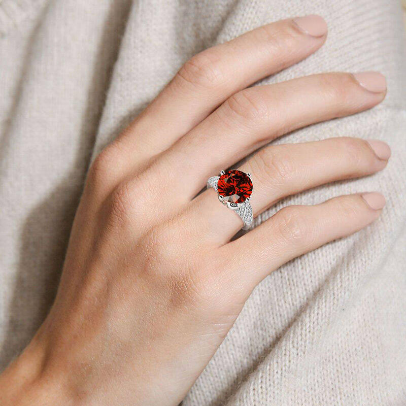 Jeulia "Beauty and Majesty" Eagle Round Cut Sterling Silver Ring