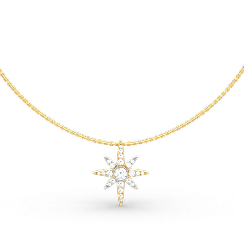 Jeulia Two Tone Star Sterling Silver Necklace