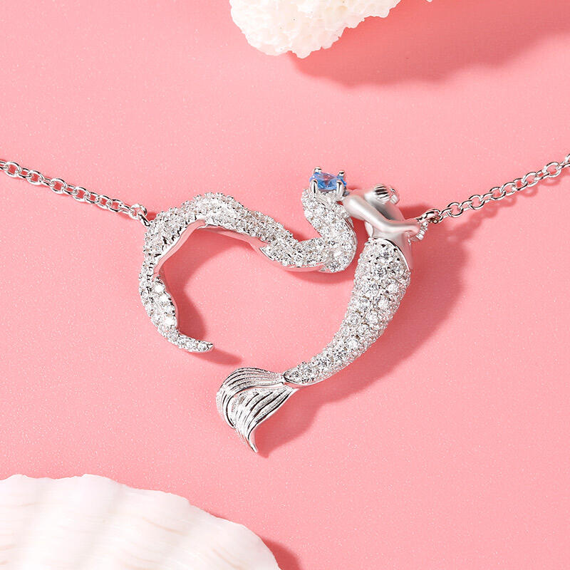 Jeulia "Ocean's Light" Sterling Silver Mermaid Gift Necklace for Valentine's Day