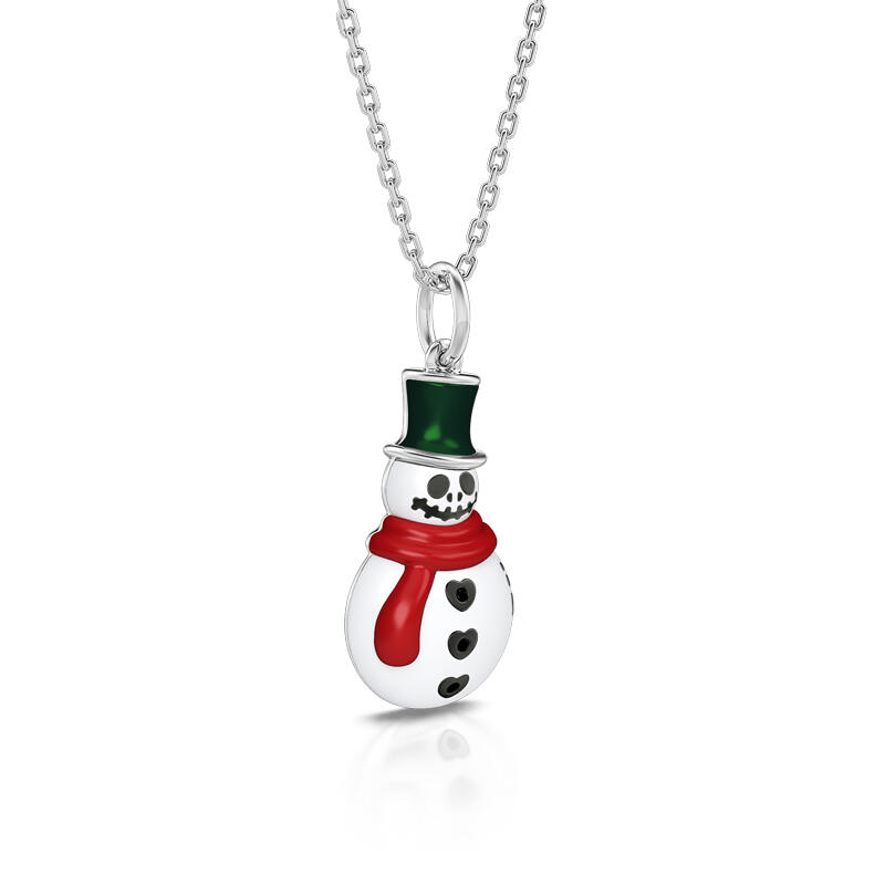 Jeulia "Frosty Snowman" Skull Design Sterling Silver Necklace