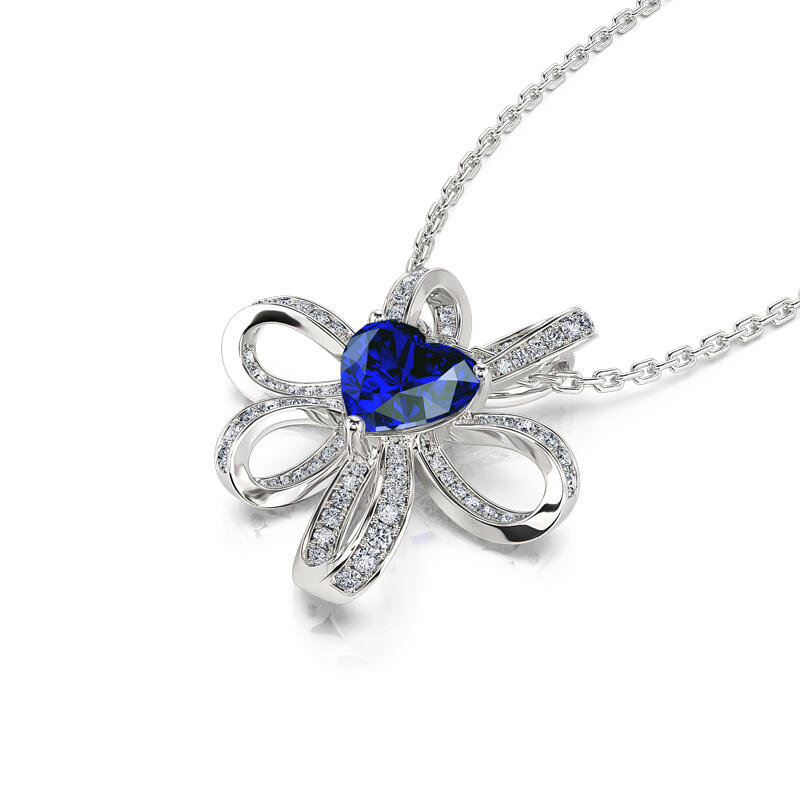 Jeulia "Love Knot" Heart Cut Sterling Silver Necklace