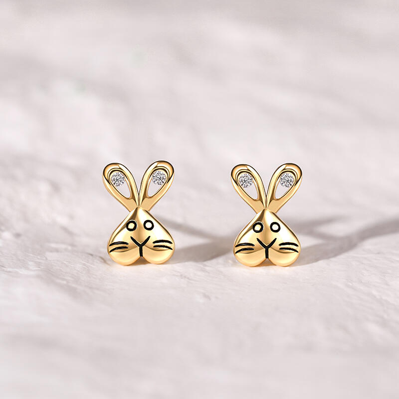 Jeulia "Adorable Bunny" Sterling Silver Children's Earrings