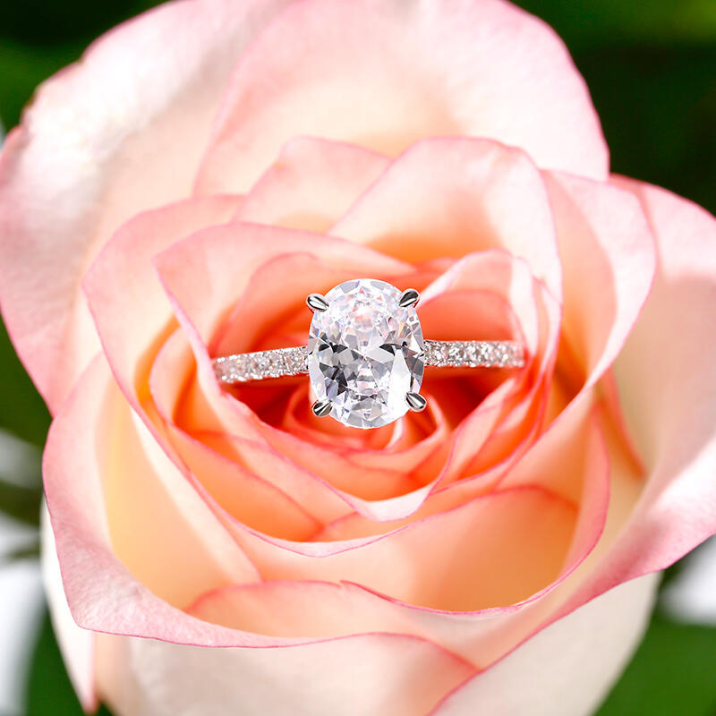 Jeulia Anillo de con corte oval ovalado para mujer de plata de ley