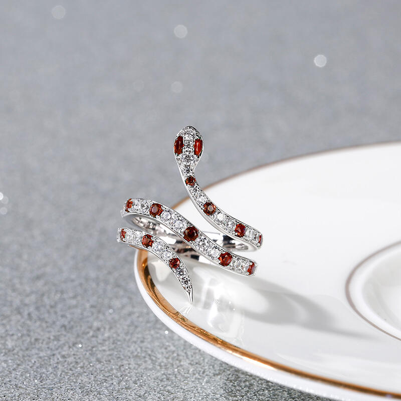 Jeulia Snake Shape Sterling Silver Cocktail Ring