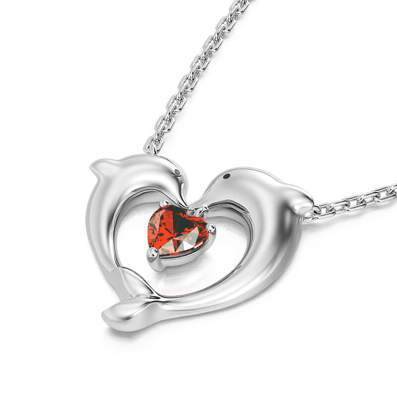 Jeulia Collar de Plata de Ley con Delfín en Forma de Corazón
